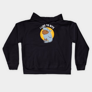 I like to bite Capybara Shark Costume Kids Hoodie